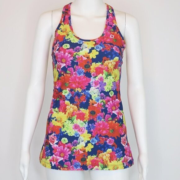 Lorna Jane Floral Tank Top Sleeveless Activewear Racerback Women's Small/Medium - Picture 1 of 4